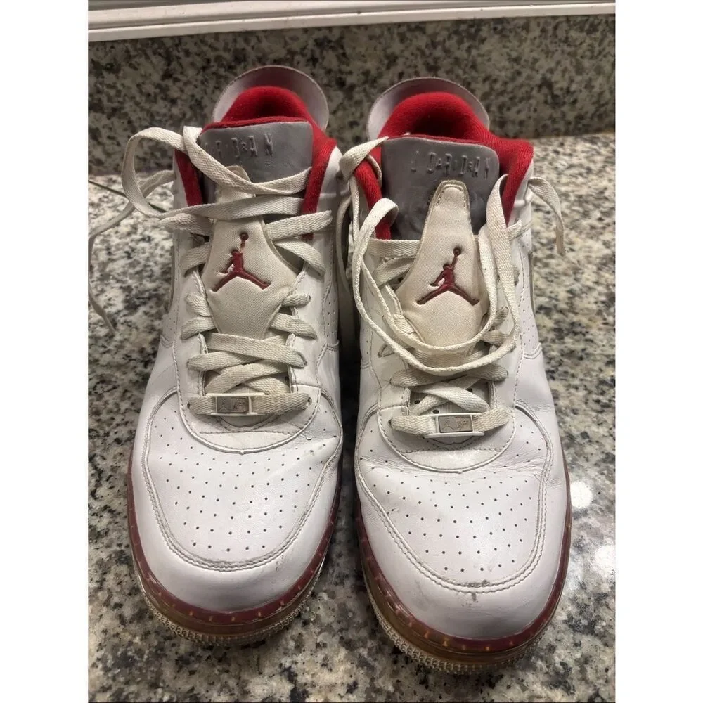 Nike Air Jordan Fusion 6 White and Red High-Top Sneakers
